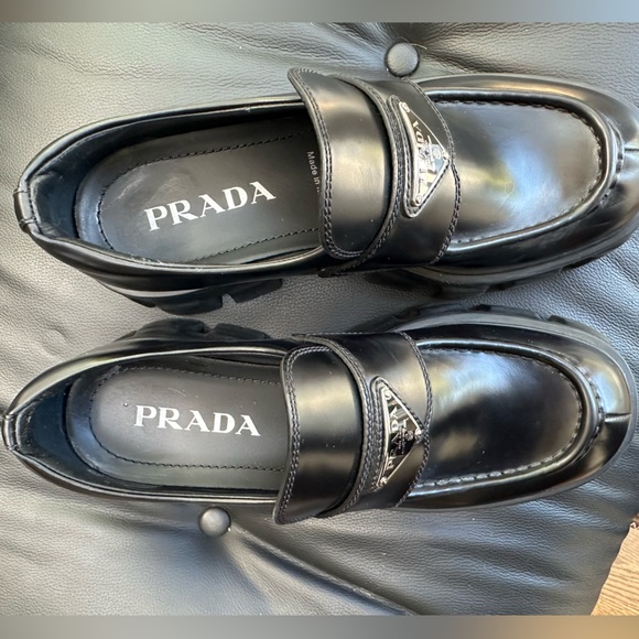 Authentic Prada Monolith Lug Sole Loafers Size 40 - Picture 3 of 10